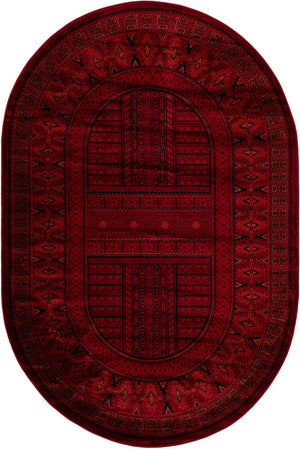 Red 6' 1 x 9' Tekke Oval Area Rug Classic Traditional Vintage Design Carpet for Living Rooms, Dining, Bedrooms, Office Space for Sale at Rug Engine