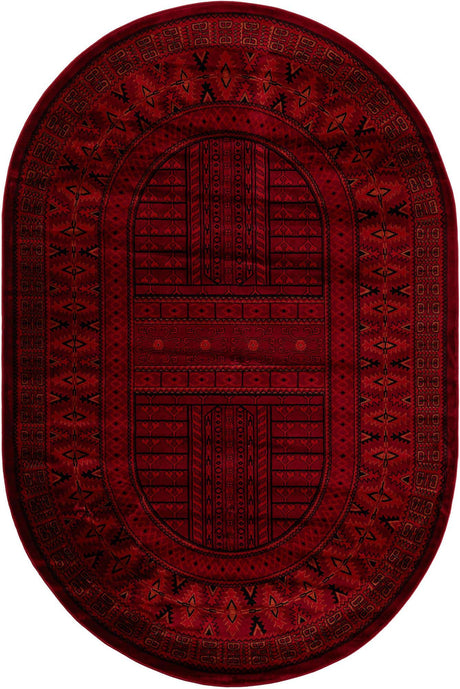 Red 6' 1 x 9' Tekke Oval Area Rug Classic Traditional Vintage Design Carpet for Living Rooms, Dining, Bedrooms, Office Space for Sale at Rug Engine