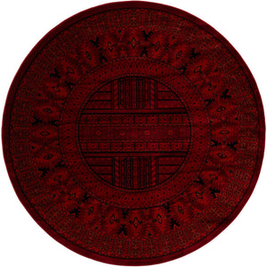 Red 7' 10 x 7' 10 Tekke Round Area Rug Classic Traditional Vintage Design Carpet for Living Rooms, Dining, Bedrooms, Office Space for Sale at Rug Engine