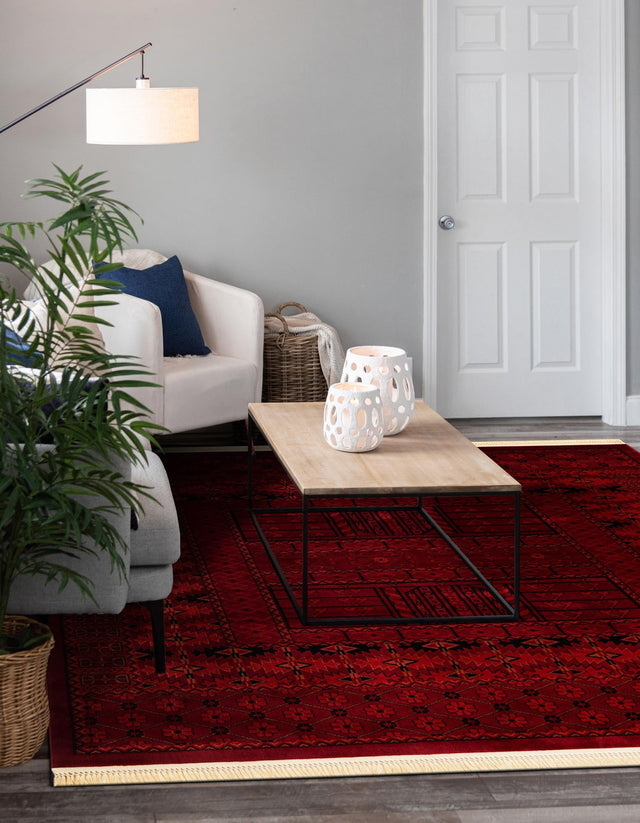 Red 5' 3 x 5' 3 Tekke Square Area Rug Classic Traditional Vintage Design Carpet for Living Rooms, Dining, Bedrooms, Office Space for Sale at Rug Engine