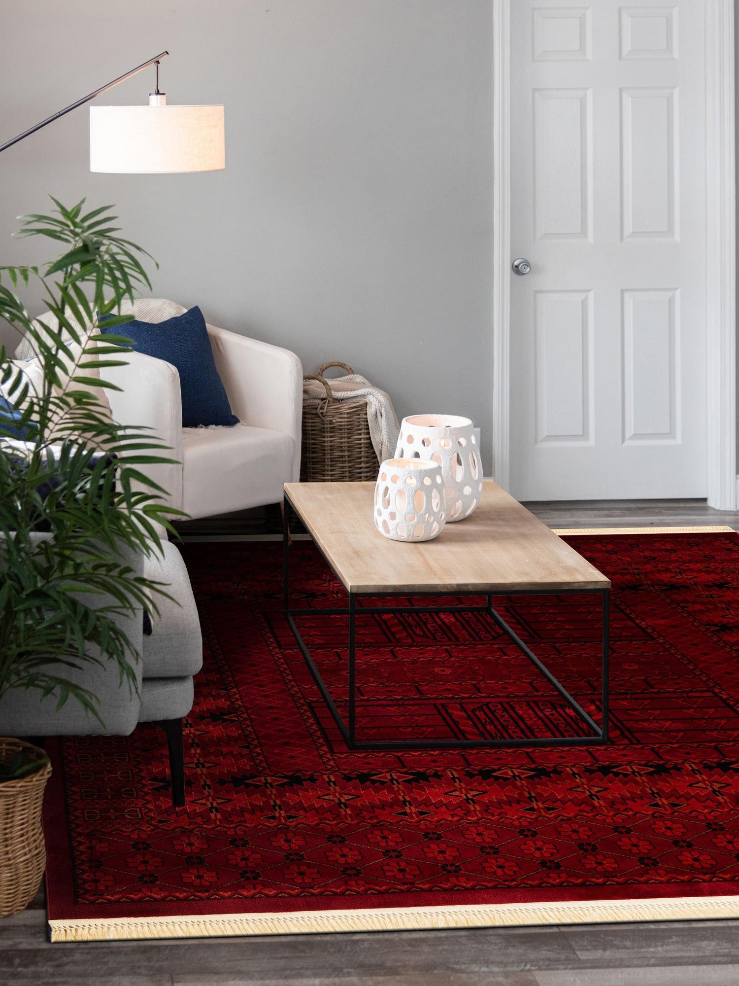 Red 6' 1 x 6' 1 Tekke Square Area Rug Classic Traditional Vintage Design Carpet for Living Rooms, Dining, Bedrooms, Office Space for Sale at Rug Engine