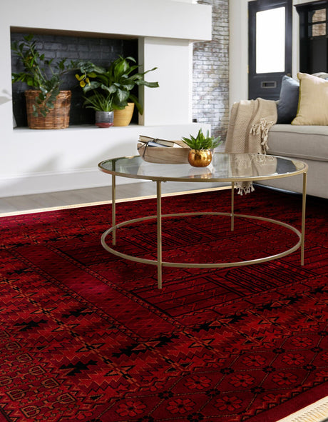 Red 5' 3 x 5' 3 Tekke Square Area Rug Classic Traditional Vintage Design Carpet for Living Rooms, Dining, Bedrooms, Office Space for Sale at Rug Engine