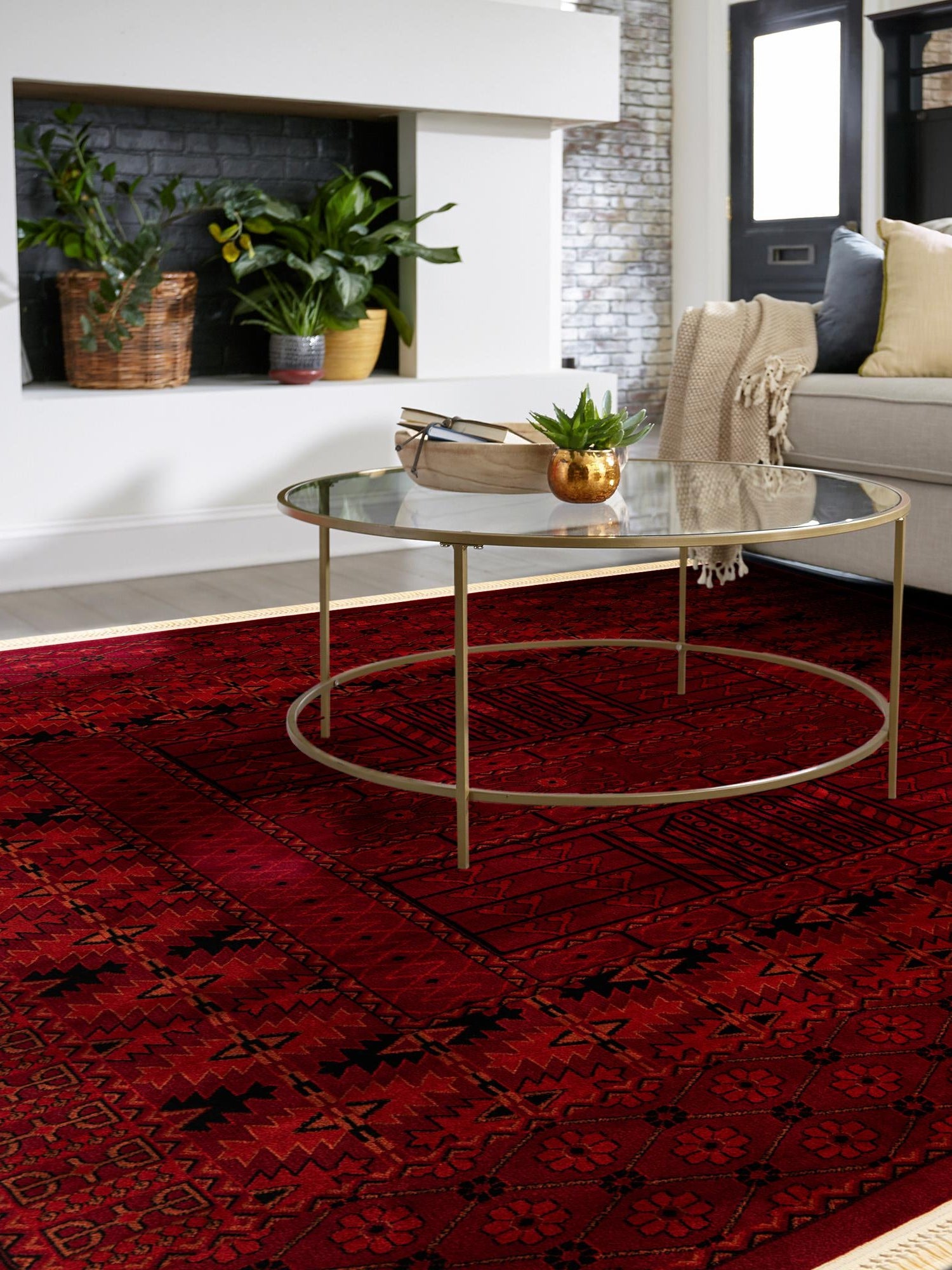 Red 6' 1 x 6' 1 Tekke Square Area Rug Classic Traditional Vintage Design Carpet for Living Rooms, Dining, Bedrooms, Office Space for Sale at Rug Engine