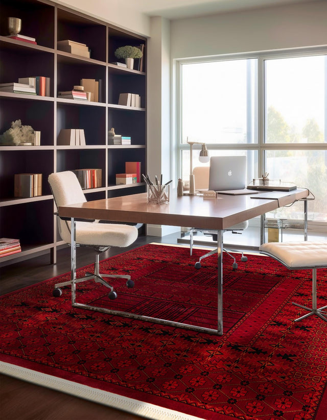 Red 10' x 10' Tekke Square Area Rug Classic Traditional Vintage Design Carpet for Living Rooms, Dining, Bedrooms, Office Space for Sale at Rug Engine
