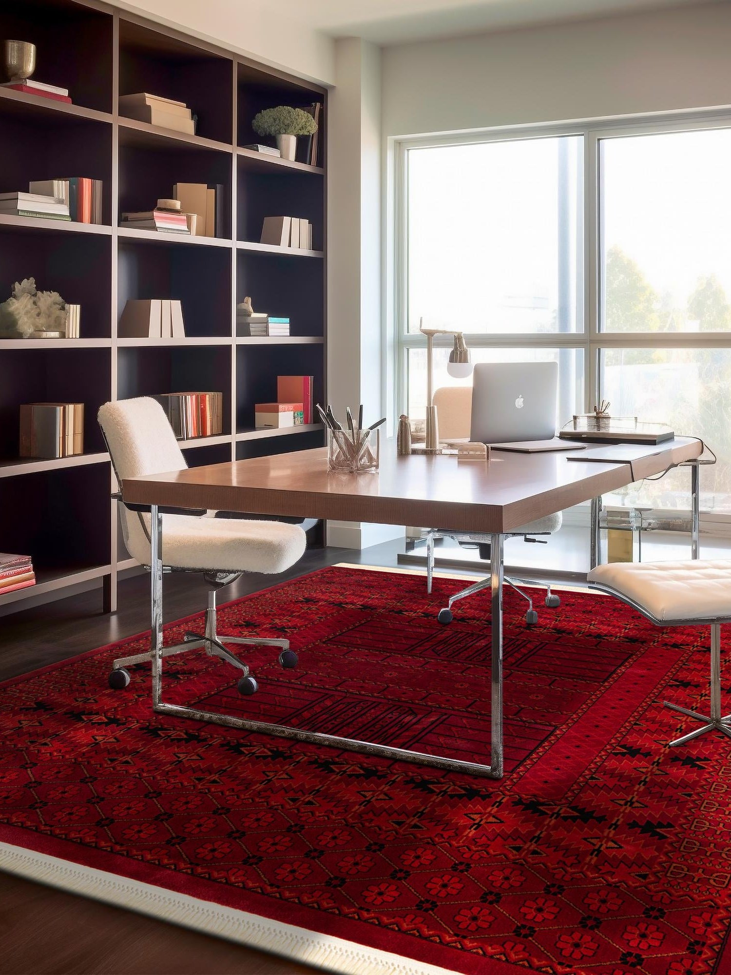 Red 6' 1 x 6' 1 Tekke Square Area Rug Classic Traditional Vintage Design Carpet for Living Rooms, Dining, Bedrooms, Office Space for Sale at Rug Engine