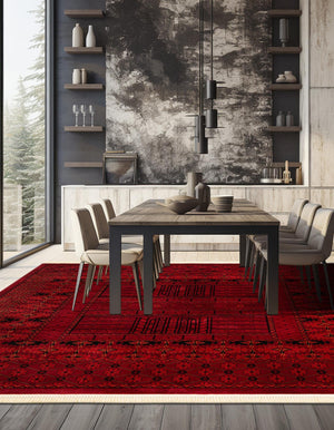 Red 10' x 10' Tekke Square Area Rug Classic Traditional Vintage Design Carpet for Living Rooms, Dining, Bedrooms, Office Space for Sale at Rug Engine