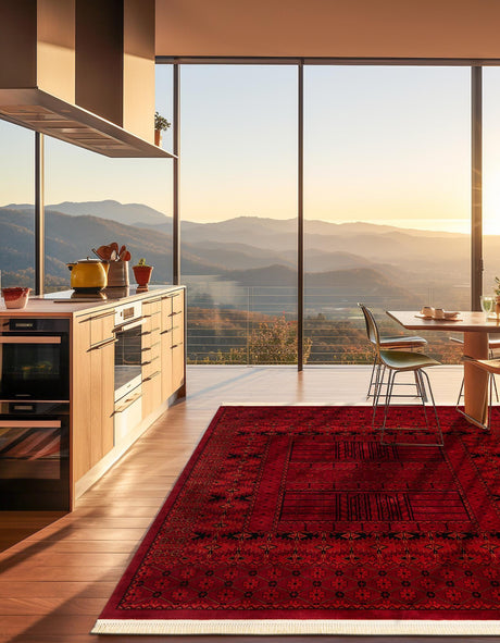 Red 6' 1 x 6' 1 Tekke Square Area Rug Classic Traditional Vintage Design Carpet for Living Rooms, Dining, Bedrooms, Office Space for Sale at Rug Engine