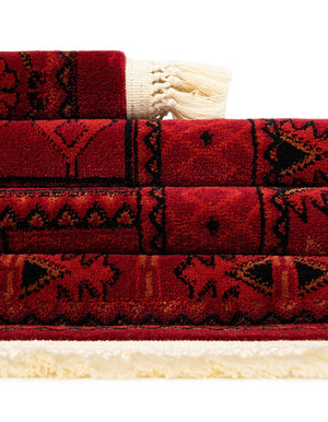 Red 5' 3 x 5' 3 Tekke Square Area Rug Classic Traditional Vintage Design Carpet for Living Rooms, Dining, Bedrooms, Office Space for Sale at Rug Engine