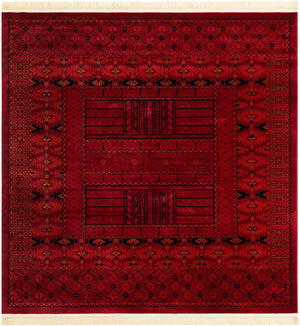 Red 7' 10 x 7' 10 Tekke Square Area Rug Classic Traditional Vintage Design Carpet for Living Rooms, Dining, Bedrooms, Office Space for Sale at Rug Engine