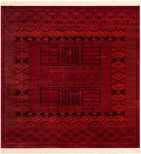 Red 7' 10 x 7' 10 Tekke Square Area Rug Classic Traditional Vintage Design Carpet for Living Rooms, Dining, Bedrooms, Office Space for Sale at Rug Engine