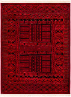 Red 7' 10 x 10' Tekke Rectangle Area Rug Classic Traditional Vintage Design Carpet for Living Rooms, Dining, Bedrooms, Office Space for Sale at Rug Engine