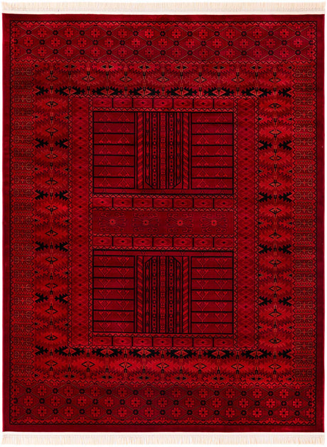 Red 7' 10 x 10' Tekke Rectangle Area Rug Classic Traditional Vintage Design Carpet for Living Rooms, Dining, Bedrooms, Office Space for Sale at Rug Engine