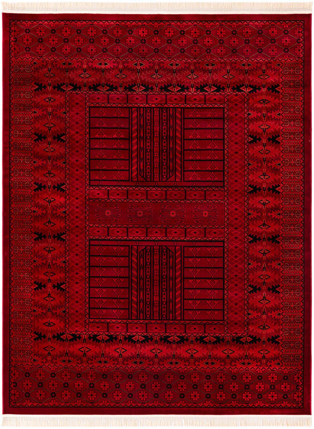 Red 7' 10 x 10' Tekke Rectangle Area Rug Classic Traditional Vintage Design Carpet for Living Rooms, Dining, Bedrooms, Office Space for Sale at Rug Engine