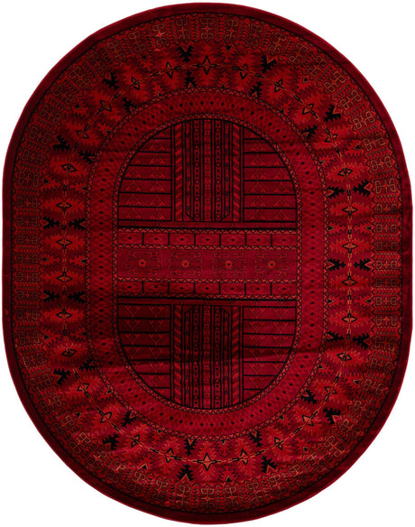 Red 7' 10 x 10' Tekke Oval Area Rug Classic Traditional Vintage Design Carpet for Living Rooms, Dining, Bedrooms, Office Space for Sale at Rug Engine