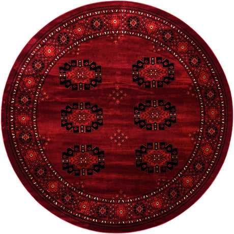 Red 10' x 10' Tekke Round Area Rug Classic Traditional Vintage Design Carpet for Living Rooms, Dining, Bedrooms, Office Space for Sale at Rug Engine