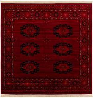Red 10' x 10' Tekke Square Area Rug Classic Traditional Vintage Design Carpet for Living Rooms, Dining, Bedrooms, Office Space for Sale at Rug Engine