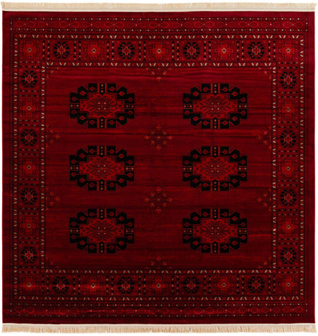 Red 10' x 10' Tekke Square Area Rug Classic Traditional Vintage Design Carpet for Living Rooms, Dining, Bedrooms, Office Space for Sale at Rug Engine