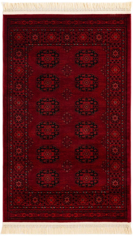 Red 3' 1 x 5' 3 Tekke Rectangle Area Rug Classic Traditional Vintage Design Carpet for Living Rooms, Dining, Bedrooms, Office Space for Sale at Rug Engine