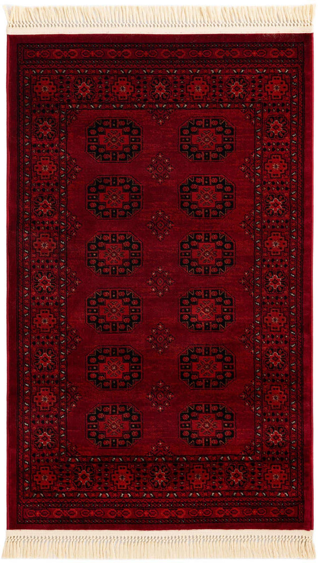 Red 3' 1 x 5' 3 Tekke Rectangle Area Rug Classic Traditional Vintage Design Carpet for Living Rooms, Dining, Bedrooms, Office Space for Sale at Rug Engine