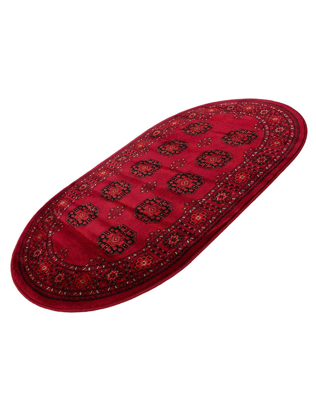 Red 3' 1 x 5' 3 Tekke Oval Area Rug Classic Traditional Vintage Design Carpet for Living Rooms, Dining, Bedrooms, Office Space for Sale at Rug Engine