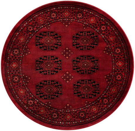 Red 4' 1 x 4' 1 Tekke Round Area Rug Classic Traditional Vintage Design Carpet for Living Rooms, Dining, Bedrooms, Office Space for Sale at Rug Engine