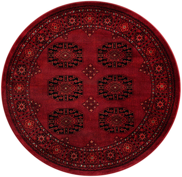 Red 4' 1 x 4' 1 Tekke Round Area Rug Classic Traditional Vintage Design Carpet for Living Rooms, Dining, Bedrooms, Office Space for Sale at Rug Engine