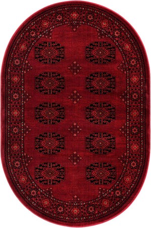 Red 4' 1 x 6' 1 Tekke Oval Area Rug Classic Traditional Vintage Design Carpet for Living Rooms, Dining, Bedrooms, Office Space for Sale at Rug Engine