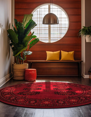 Red 3' 1 x 3' 1 Tekke Round Area Rug Classic Traditional Vintage Design Carpet for Living Rooms, Dining, Bedrooms, Office Space for Sale at Rug Engine