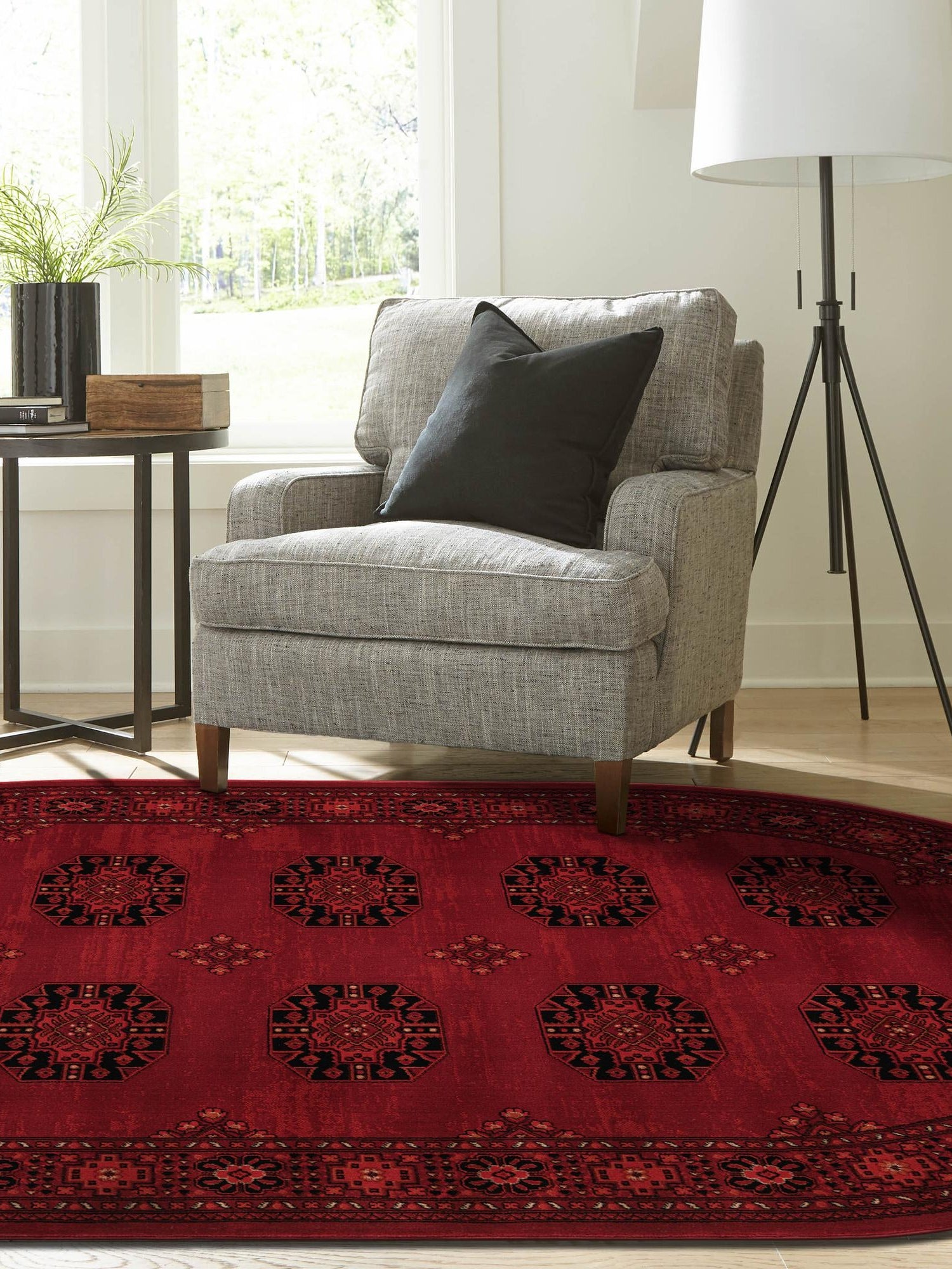 Red 5' 3 x 8' Tekke Oval Area Rug Classic Traditional Vintage Design Carpet for Living Rooms, Dining, Bedrooms, Office Space for Sale at Rug Engine