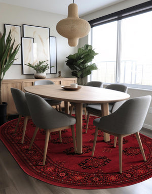 Red 6' 1 x 9' Tekke Oval Area Rug Classic Traditional Vintage Design Carpet for Living Rooms, Dining, Bedrooms, Office Space for Sale at Rug Engine