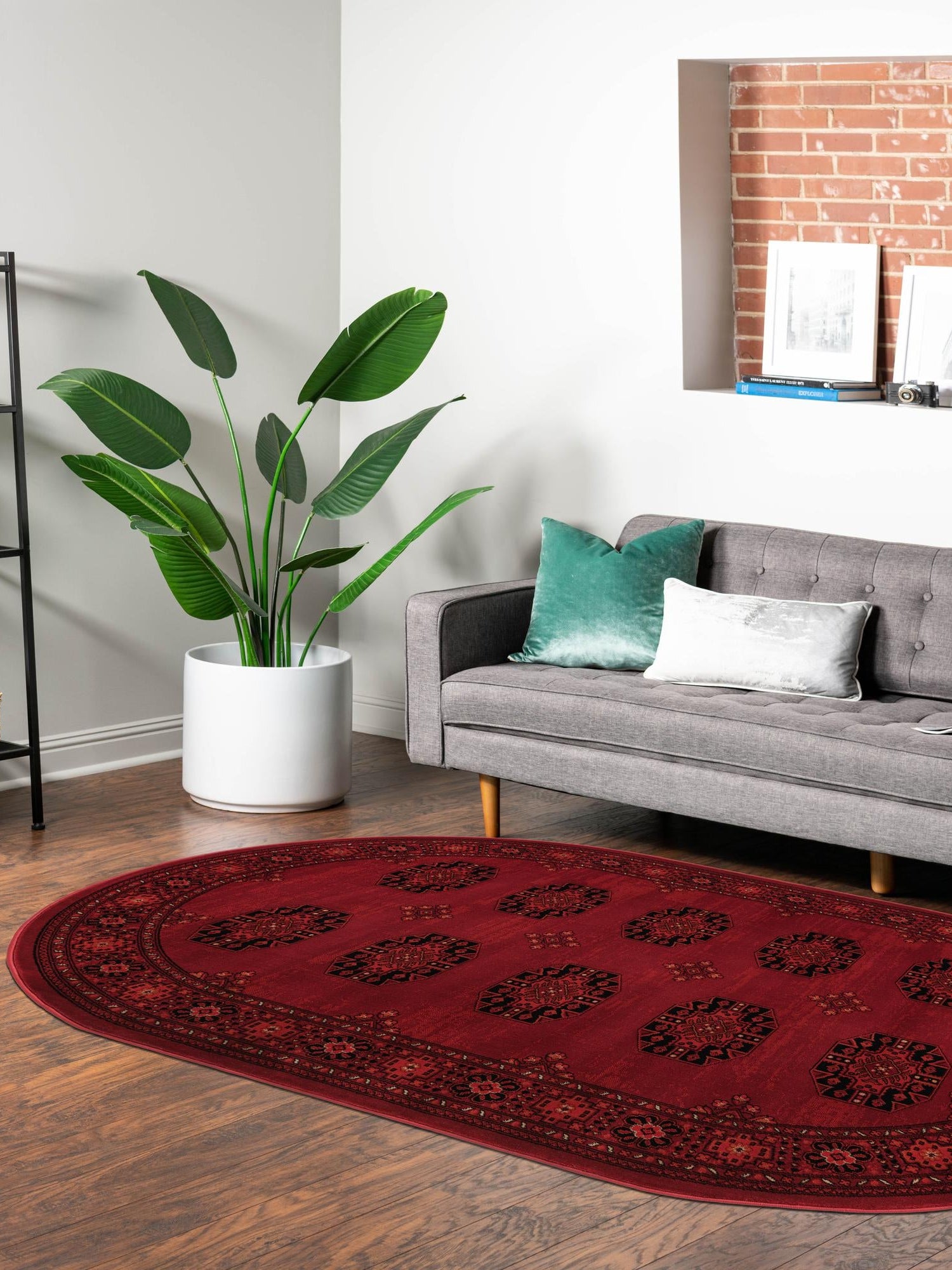 Red 5' 3 x 8' Tekke Oval Area Rug Classic Traditional Vintage Design Carpet for Living Rooms, Dining, Bedrooms, Office Space for Sale at Rug Engine