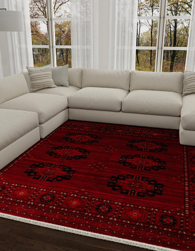 Red 5' 3 x 5' 3 Tekke Square Area Rug Classic Traditional Vintage Design Carpet for Living Rooms, Dining, Bedrooms, Office Space for Sale at Rug Engine