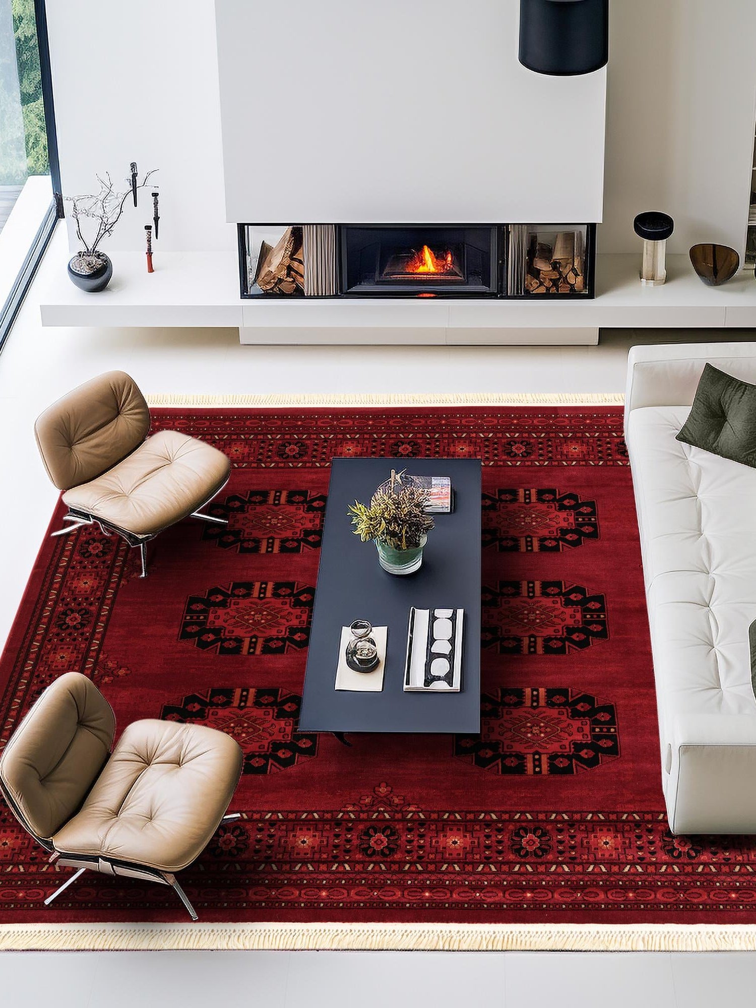 Red 6' 1 x 6' 1 Tekke Square Area Rug Classic Traditional Vintage Design Carpet for Living Rooms, Dining, Bedrooms, Office Space for Sale at Rug Engine