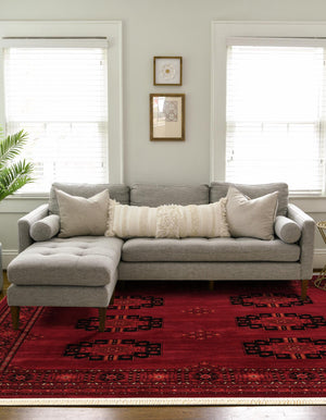 Red 5' 3 x 5' 3 Tekke Square Area Rug Classic Traditional Vintage Design Carpet for Living Rooms, Dining, Bedrooms, Office Space for Sale at Rug Engine