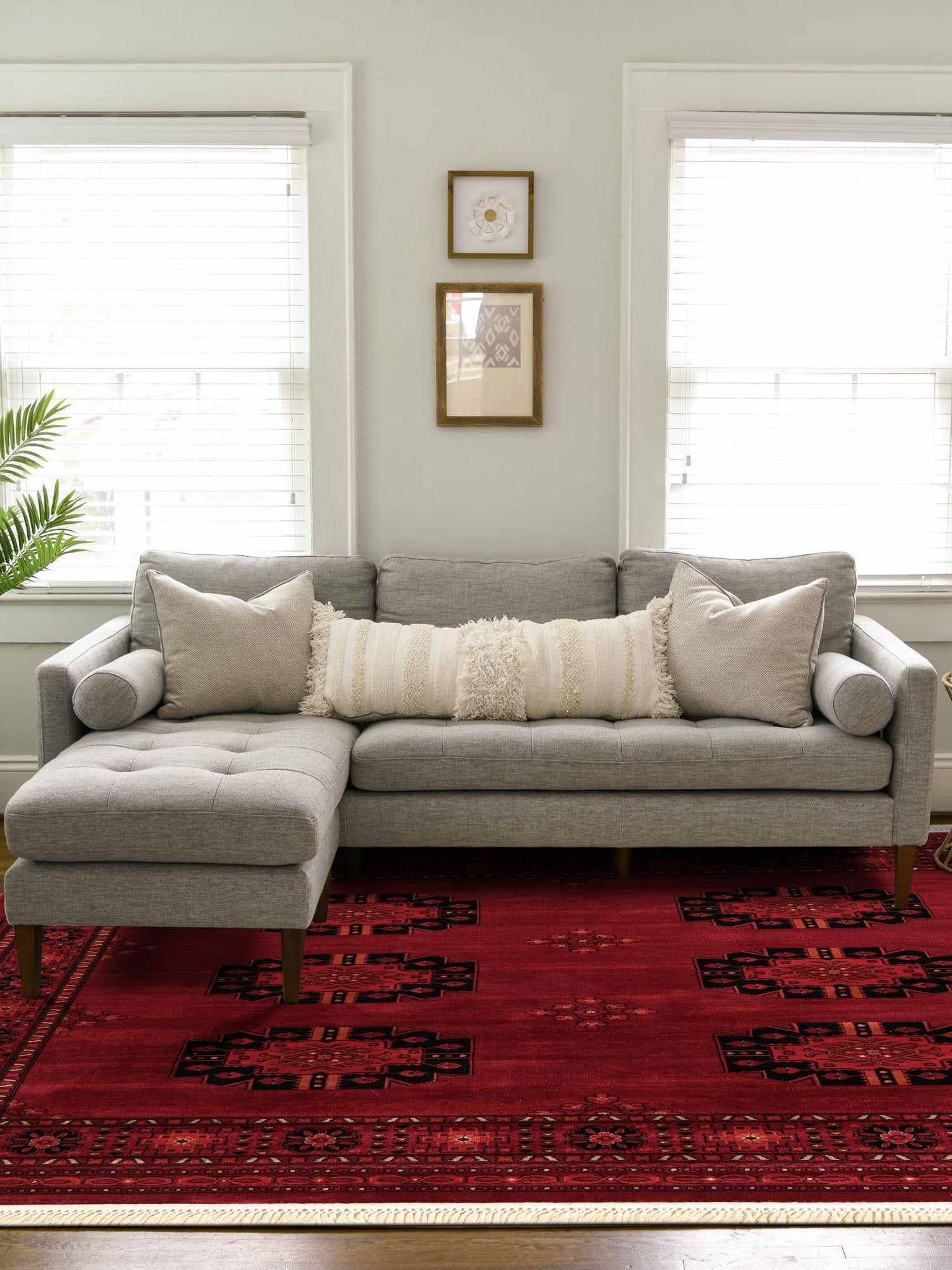 Red 6' 1 x 6' 1 Tekke Square Area Rug Classic Traditional Vintage Design Carpet for Living Rooms, Dining, Bedrooms, Office Space for Sale at Rug Engine