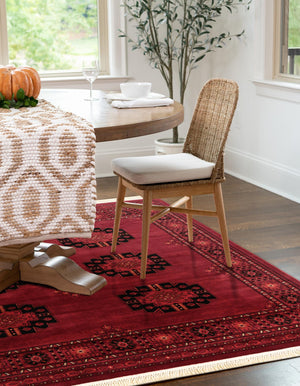 Red 5' 3 x 5' 3 Tekke Square Area Rug Classic Traditional Vintage Design Carpet for Living Rooms, Dining, Bedrooms, Office Space for Sale at Rug Engine