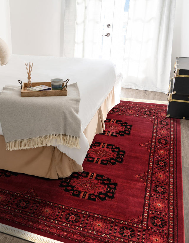 Red 6' 1 x 6' 1 Tekke Square Area Rug Classic Traditional Vintage Design Carpet for Living Rooms, Dining, Bedrooms, Office Space for Sale at Rug Engine