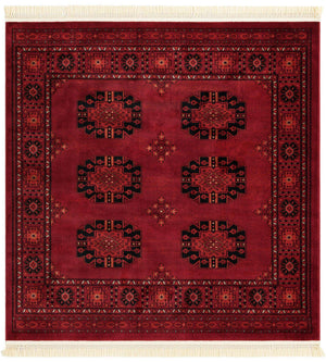 Red 6' 1 x 6' 1 Tekke Square Area Rug Classic Traditional Vintage Design Carpet for Living Rooms, Dining, Bedrooms, Office Space for Sale at Rug Engine