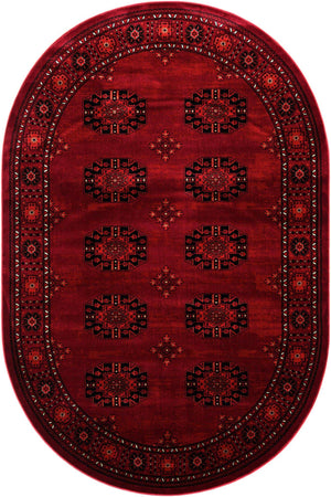 Red 6' 1 x 9' Tekke Oval Area Rug Classic Traditional Vintage Design Carpet for Living Rooms, Dining, Bedrooms, Office Space for Sale at Rug Engine