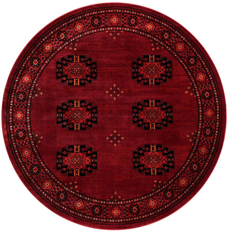 Red 7' 10 x 7' 10 Tekke Round Area Rug Classic Traditional Vintage Design Carpet for Living Rooms, Dining, Bedrooms, Office Space for Sale at Rug Engine