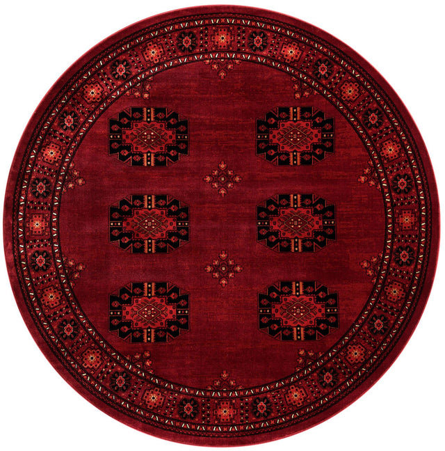 Red 7' 10 x 7' 10 Tekke Round Area Rug Classic Traditional Vintage Design Carpet for Living Rooms, Dining, Bedrooms, Office Space for Sale at Rug Engine