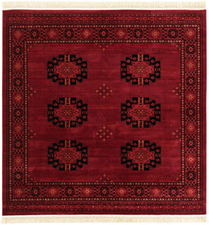 Red 7' 10 x 7' 10 Tekke Square Area Rug Classic Traditional Vintage Design Carpet for Living Rooms, Dining, Bedrooms, Office Space for Sale at Rug Engine