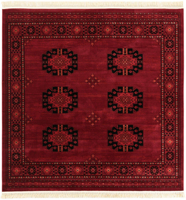 Red 7' 10 x 7' 10 Tekke Square Area Rug Classic Traditional Vintage Design Carpet for Living Rooms, Dining, Bedrooms, Office Space for Sale at Rug Engine