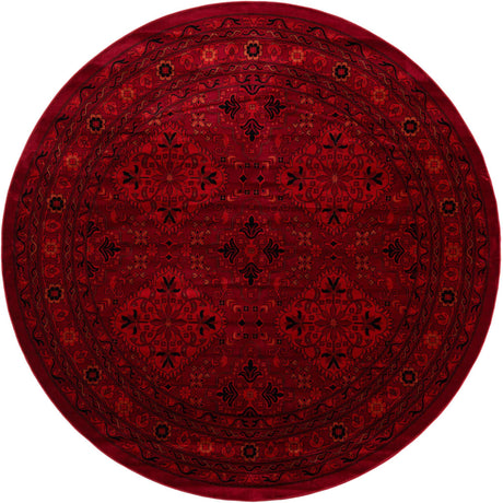 Red 10' x 10' Tekke Round Area Rug Classic Traditional Vintage Design Carpet for Living Rooms, Dining, Bedrooms, Office Space for Sale at Rug Engine