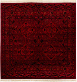 Red 10' x 10' Tekke Square Area Rug Classic Traditional Vintage Design Carpet for Living Rooms, Dining, Bedrooms, Office Space for Sale at Rug Engine