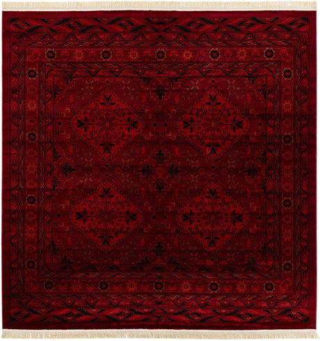 Red 10' x 10' Tekke Square Area Rug Classic Traditional Vintage Design Carpet for Living Rooms, Dining, Bedrooms, Office Space for Sale at Rug Engine