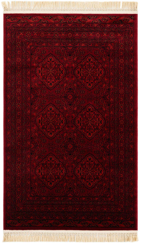 Red 3' 1 x 5' 3 Tekke Rectangle Area Rug Classic Traditional Vintage Design Carpet for Living Rooms, Dining, Bedrooms, Office Space for Sale at Rug Engine