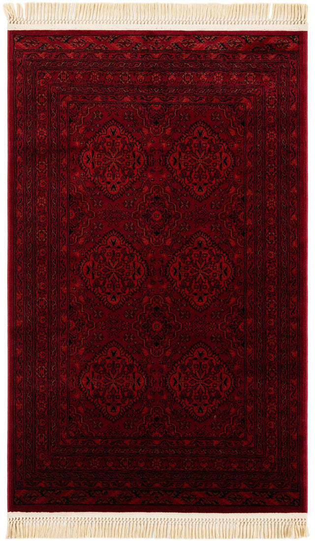 Red 3' 1 x 5' 3 Tekke Rectangle Area Rug Classic Traditional Vintage Design Carpet for Living Rooms, Dining, Bedrooms, Office Space for Sale at Rug Engine
