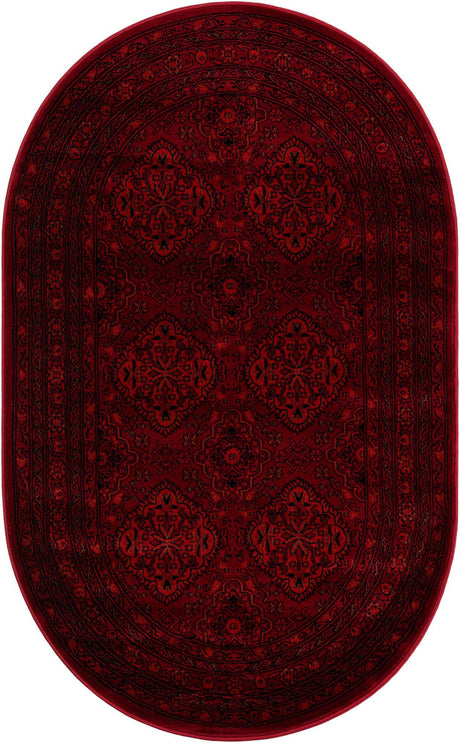 Red 3' 1 x 5' 3 Tekke Oval Area Rug Classic Traditional Vintage Design Carpet for Living Rooms, Dining, Bedrooms, Office Space for Sale at Rug Engine