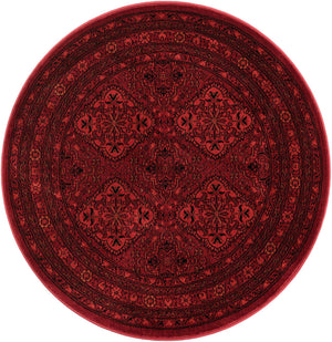 Red 4' 1 x 4' 1 Tekke Round Area Rug Classic Traditional Vintage Design Carpet for Living Rooms, Dining, Bedrooms, Office Space for Sale at Rug Engine